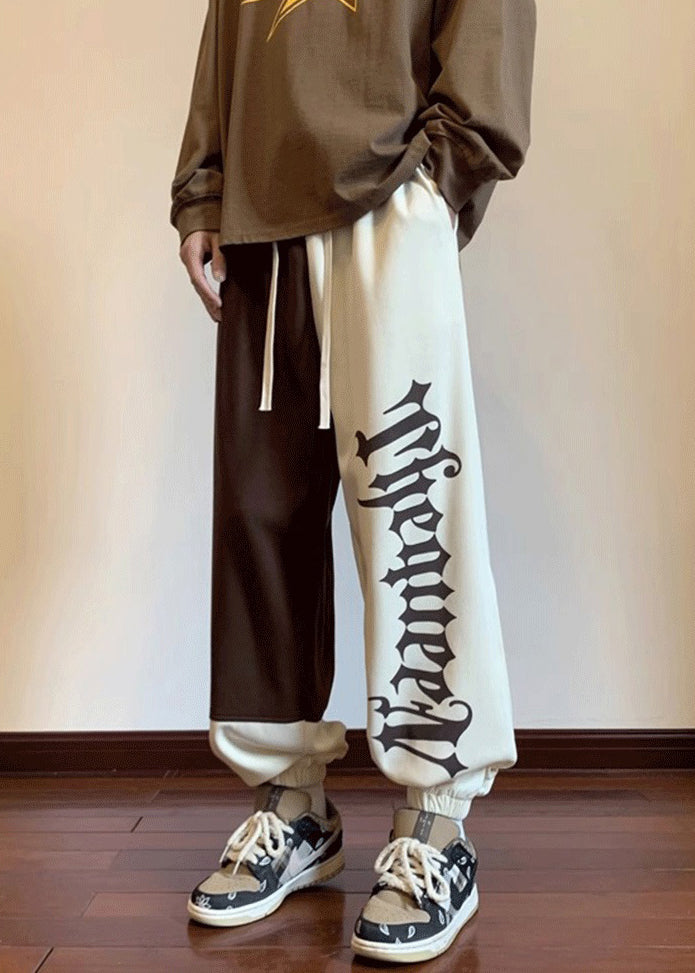 Original Design Khaki Asymmetrische Elastische Taille Baumwolle Männer Hosen Herbst WA058