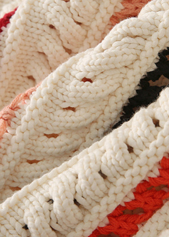 Original Design Oansatz Gestreiften Aushöhlen Stricken Pullover Frühling YY005