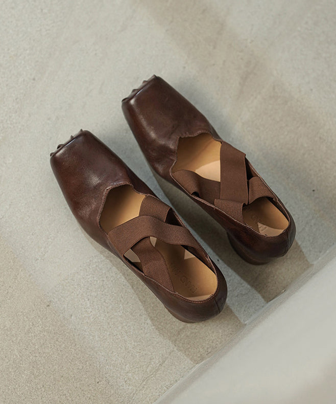 Rosa Blockabsatz Pferdeleder Elegante Spleißen Kreuzriemen YC027