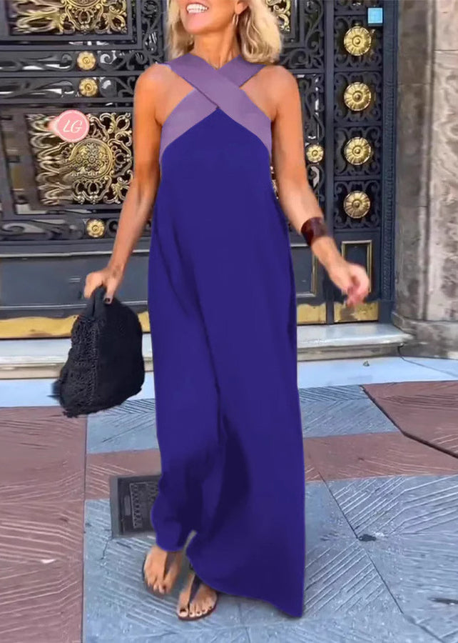 Robes d'été noires patchwork à taille croisée, grandes tailles