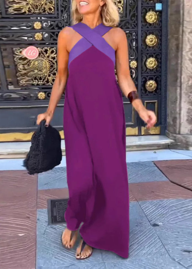 Robes d'été noires patchwork à taille croisée, grandes tailles