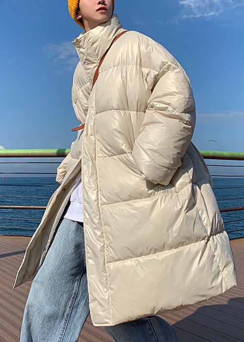 Plus Size Schwarzer Herrenparka mit Reißverschlusstaschen, einfarbig, WinterRM017