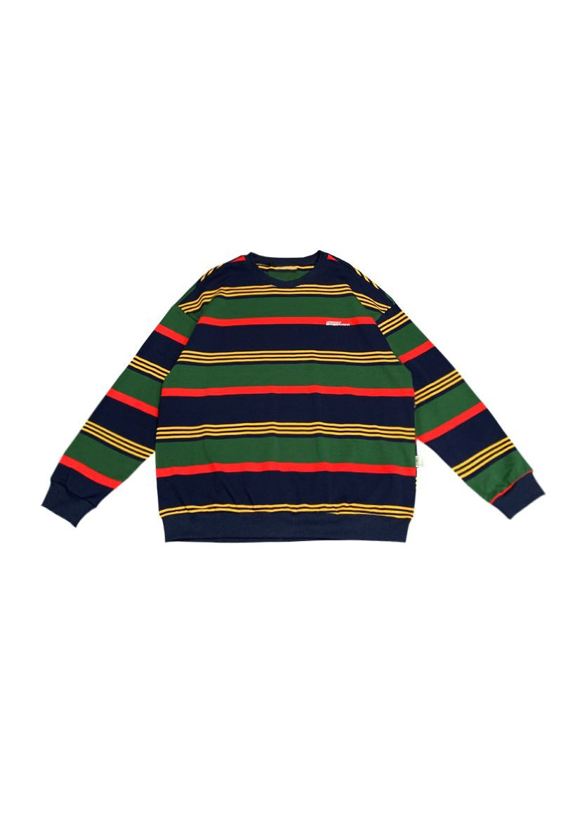 Plus Size Grün O Hals Gestreiftes Baumwoll-T-Shirt Männer Freizeitkleidung Herbst WJ018