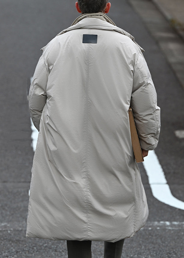 Plus Size Grau Button Patchwork Falsche Zwei Stücke Männer Parkas Winter RJ008