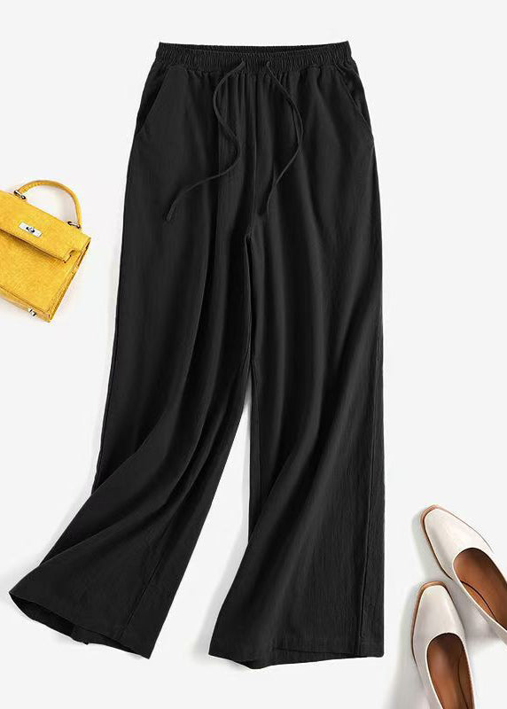 Elastic Summer Pockets Waist Wide Size Leg Pants Plus Khaki