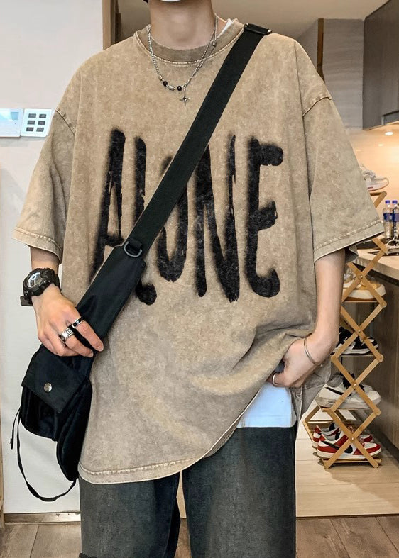 Hemd Größe Halbe Männer ZU Drucken Hals Ärmel Plus Baumwolle Khaki