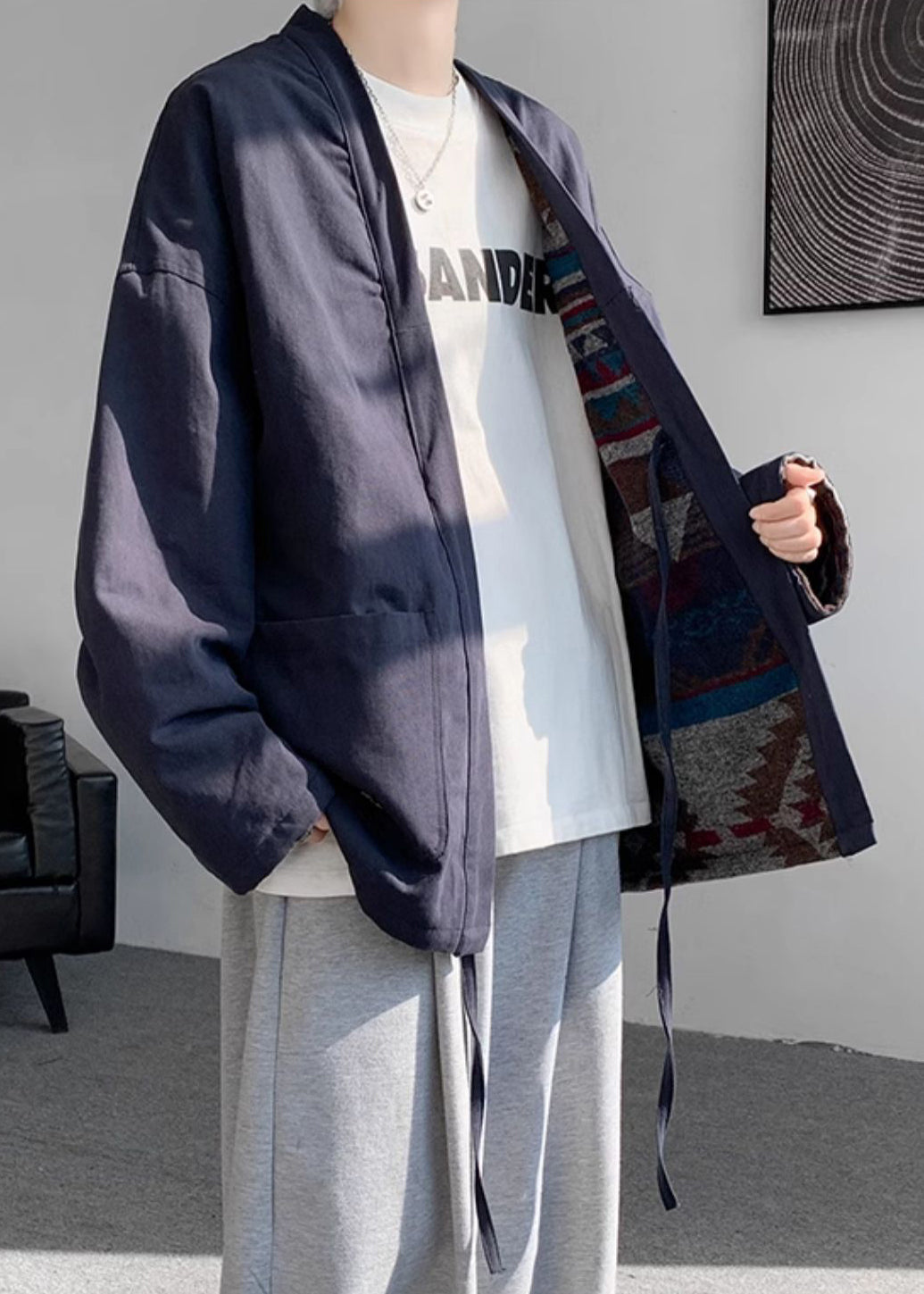 Plus Size Rot Schnürung Beidseitig Tragen Herren Mantel Herbst WJ028