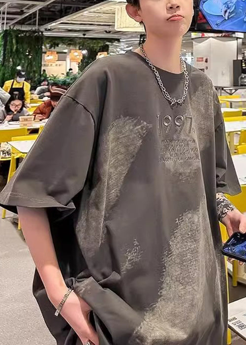 Tie Dye Herren Weiße Halbbaumwollhemden Plus Bestickt Größe T