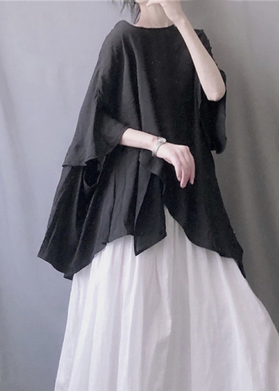 Haut d'été blanc uni grande taille à col rond