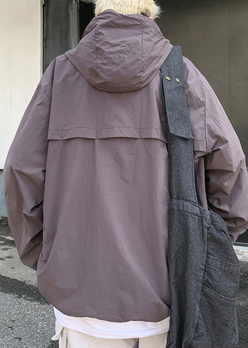 Übergroßer Kapuzenmantel mit Reißverschluss und UPF 50+, Lila, Herren