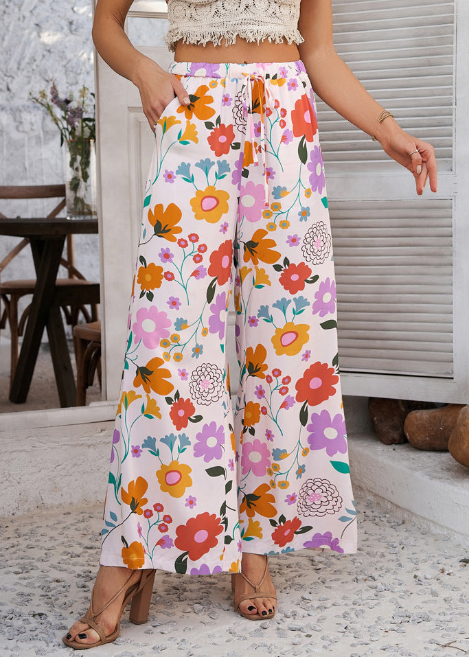 Robe de vacances à imprimé arc-en-ciel avec nœud à la taille et pantalon