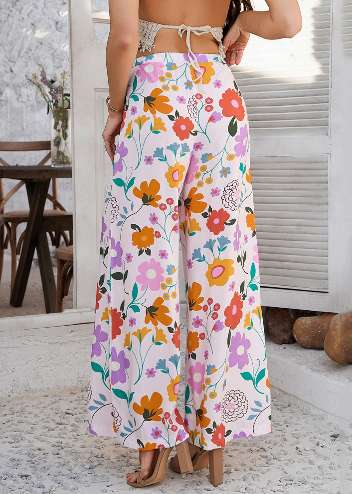 Robe de vacances à imprimé arc-en-ciel avec nœud à la taille et pantalon