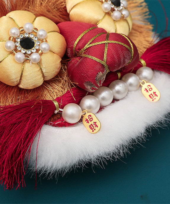 Rote flache Schuhe Spleißen handgemachte Stickerei Nail Bead TQ044