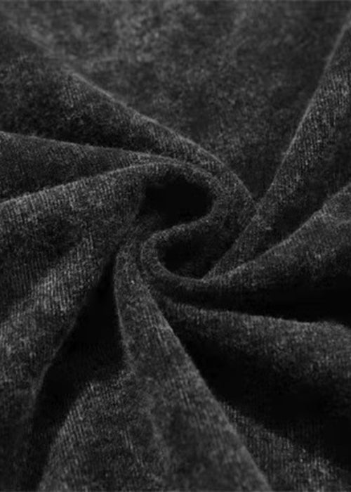 T-shirt d'été rétro noir à col rond et imprimé en coton pour homme