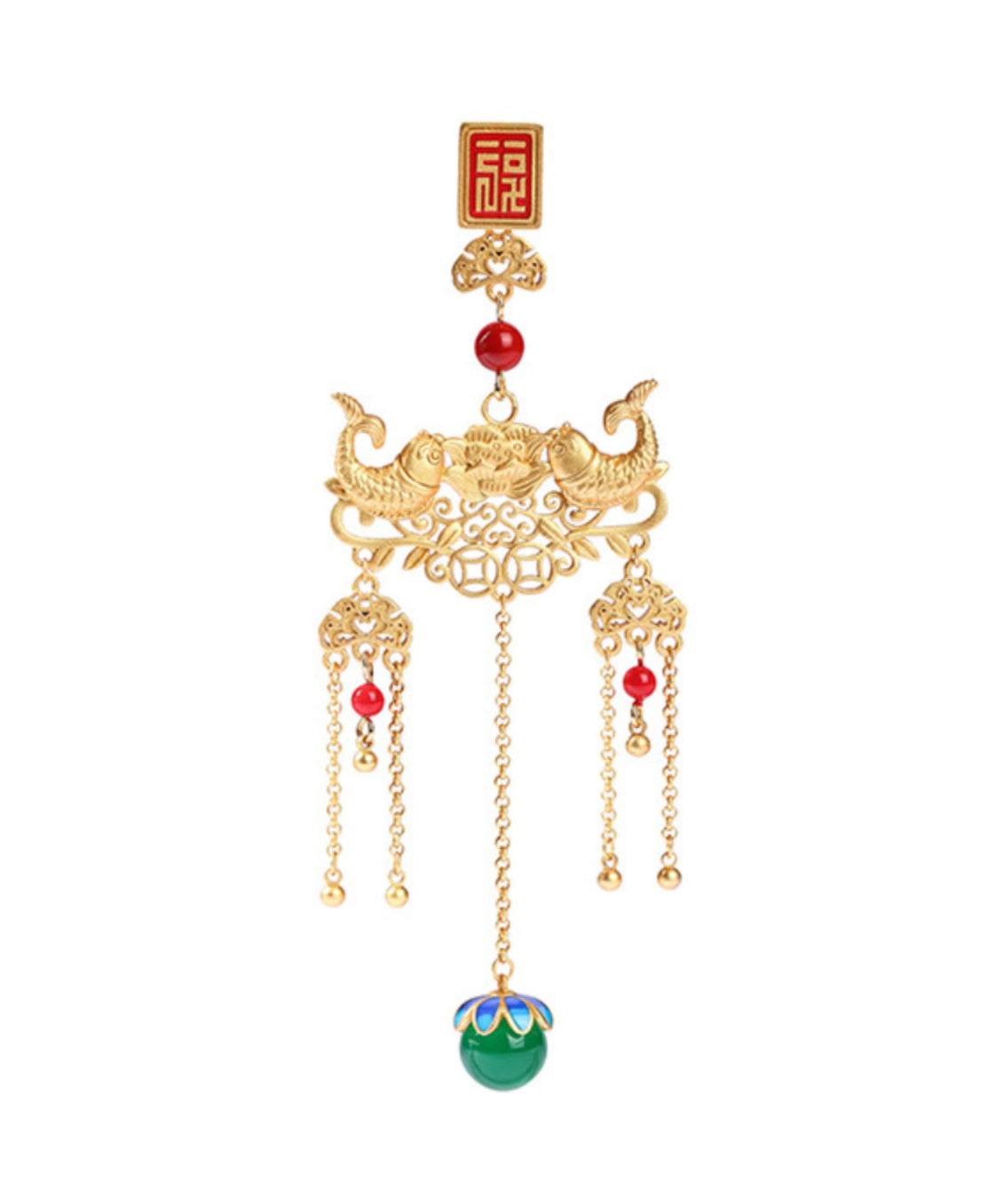 Retro Gold Antike Gold Jade Achat Ruyi Quaste Broschen KX1089