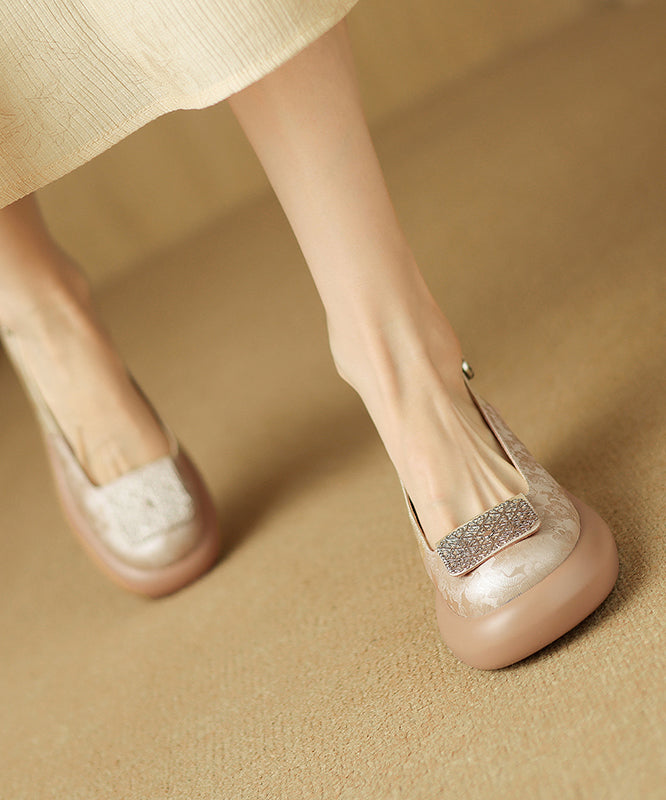 Retro Splicing Chunky Loafer Shoes Green Cowhide Leather YC006