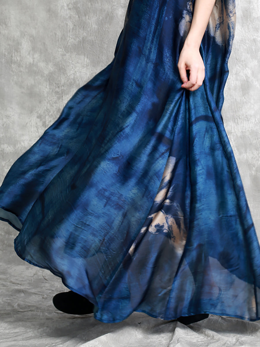 Übergröße Damen Sommer Lockeres Maxikleid mit Blumenmuster HH028