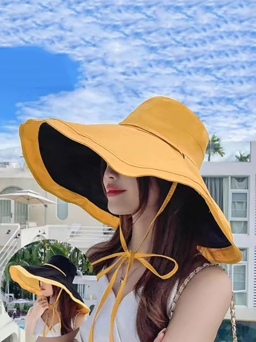 Wearing Brim Women Large Casual Hat Dual-side Sunproof