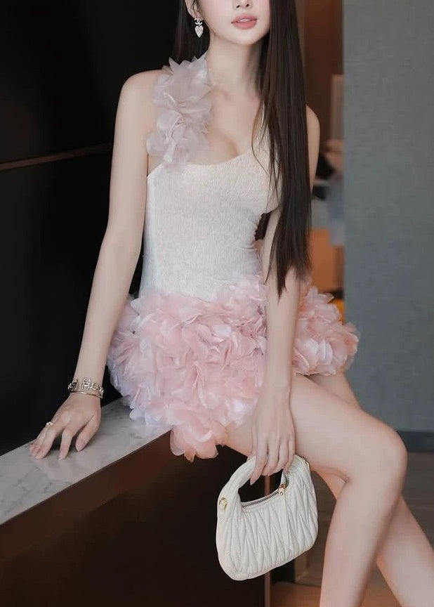 Ensemble deux pièces en tulle dos nu sans manches et patchwork floral sexy