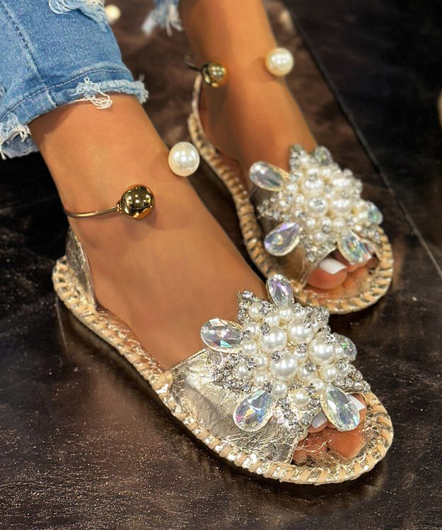 Hiking Splicing Faux Silver Sandals Leather Bead Stylish Nail