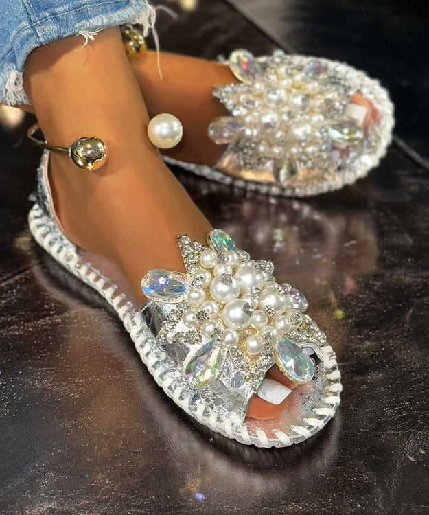Hiking Splicing Faux Silver Sandals Leather Bead Stylish Nail