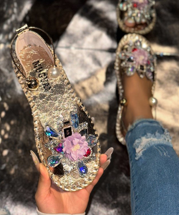 Silver Sandals For Fashion Splicing Floral Walking Zircon Best