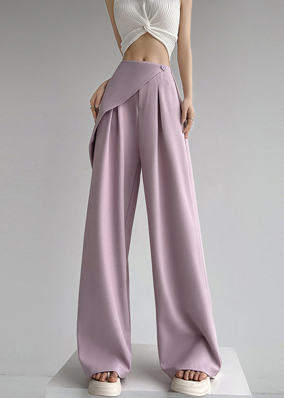 Pantalon beige d'été à jambes larges et patchwork, taille simple et haute