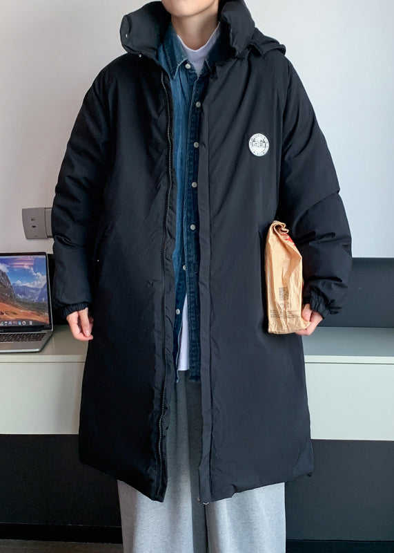 Einfache schwarze Kapuzentaschen feste Mäntel Männer Parkas WinterRM018