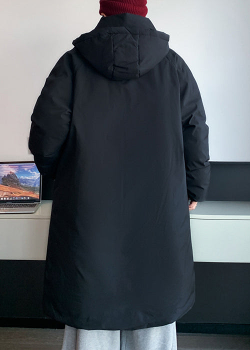 Einfache schwarze Kapuzentaschen feste Mäntel Männer Parkas WinterRM018