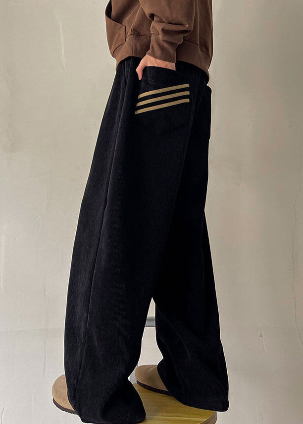 Einfache schwarze Taschen dicke Cord Herren Weite Beinhose Frühling RM056
