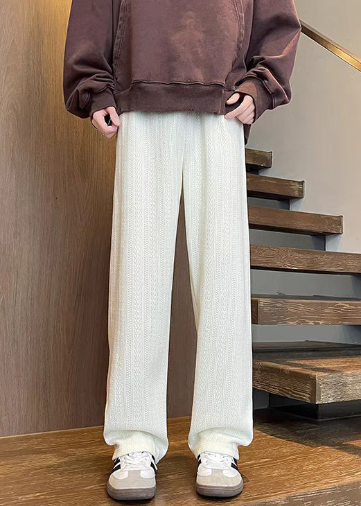 Pantalon marron en chenille pour homme, poches d'automne, taille unie, simple et élastique