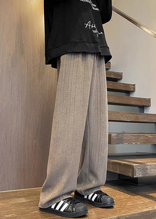 Pantalon marron en chenille pour homme, poches d'automne, taille unie, simple et élastique