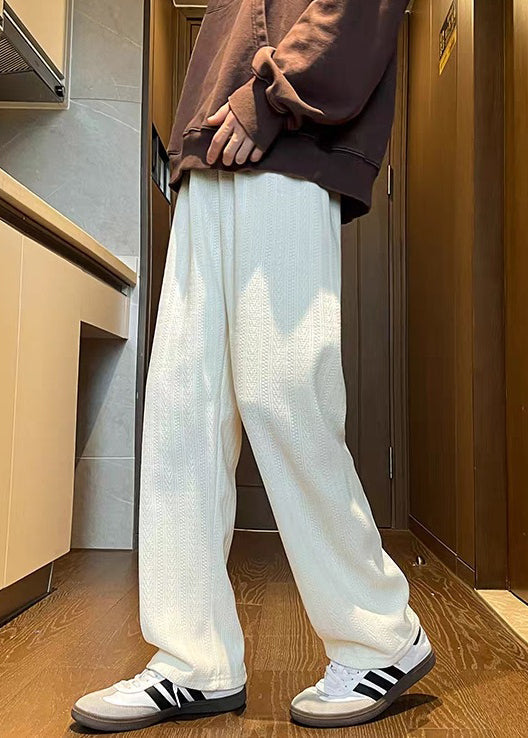 Pantalon marron en chenille pour homme, poches d'automne, taille unie, simple et élastique