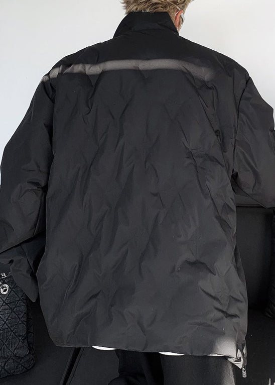 Schlichter grauer Stehkragen Reißverschluss Entendaunen Herrenmantel Winter WL010