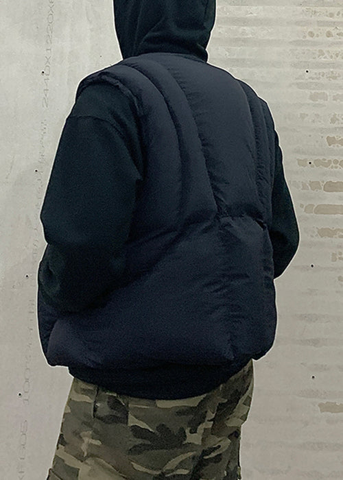 Einfache graue Herrenweste mit Reißverschlusstaschen und Baumwollfüllung, ärmellos, RN002