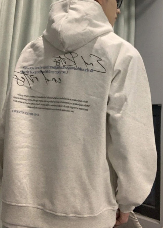 Sweat-shirt simple à capuche gris clair en coton avec poches pour homme, printemps YQ021