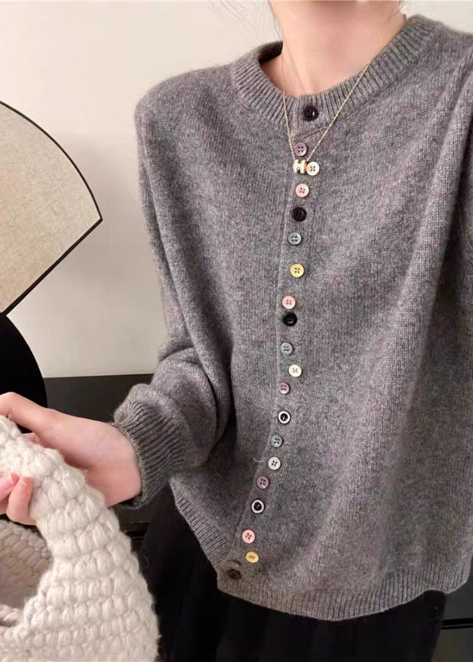 Manteau en laine rouge uni à col rond et boutons, simple, printemps TF025