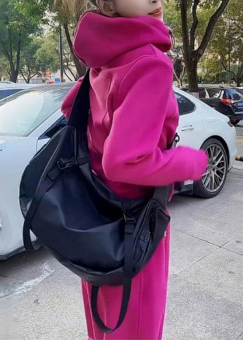 Ensemble deux pièces simple rose, manteau à capuche et pantalon en polaire chaude, printemps YW030