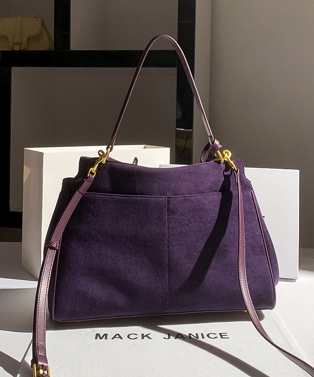 Capacity Versatile Shoulder Suede Bag Purple Faux Large Simple