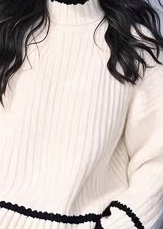 Einfache Vielseitige Weiß O Neck Dicken Stricken Pullover Frühling YY029