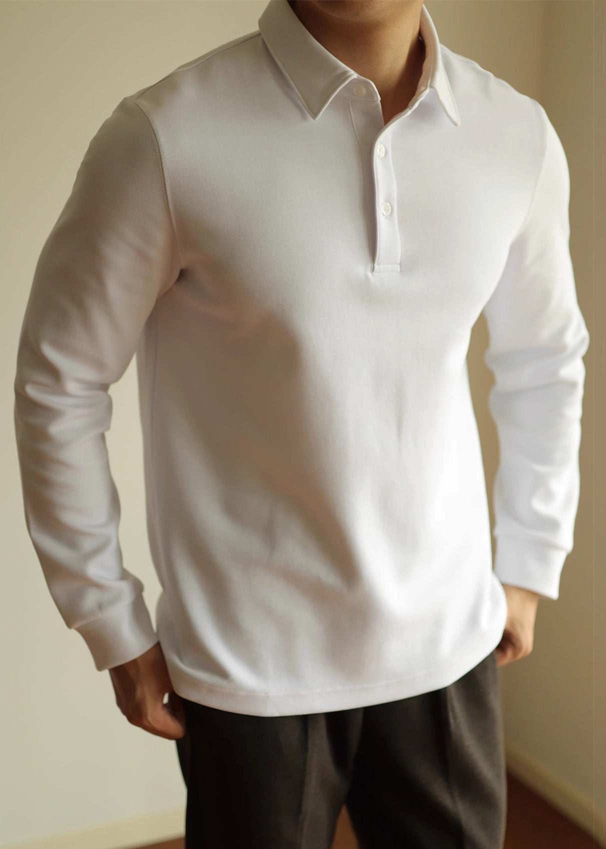 Frühling Polo Baumwolle Shirts Taste T TC026 Einfache Weiß Solide Männer