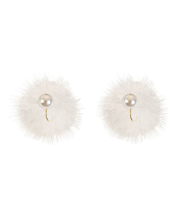 Boucles d'oreilles à tige simples en alliage de cuivre blanc et perles de vison TS012