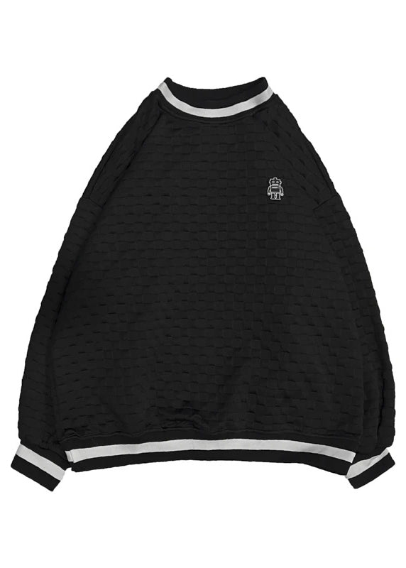 Sweat-shirt simple blanc à col rond et patchwork en coton pour homme, haut d'automne EQ040