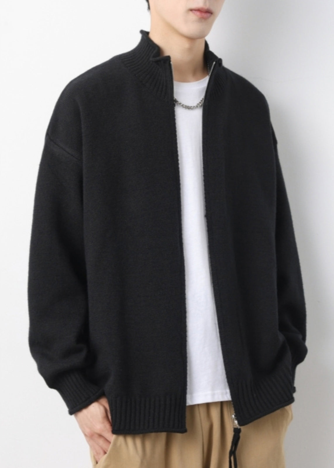 Up Gelb Strickjacken Solide Einfache Frühling Zip Stricken