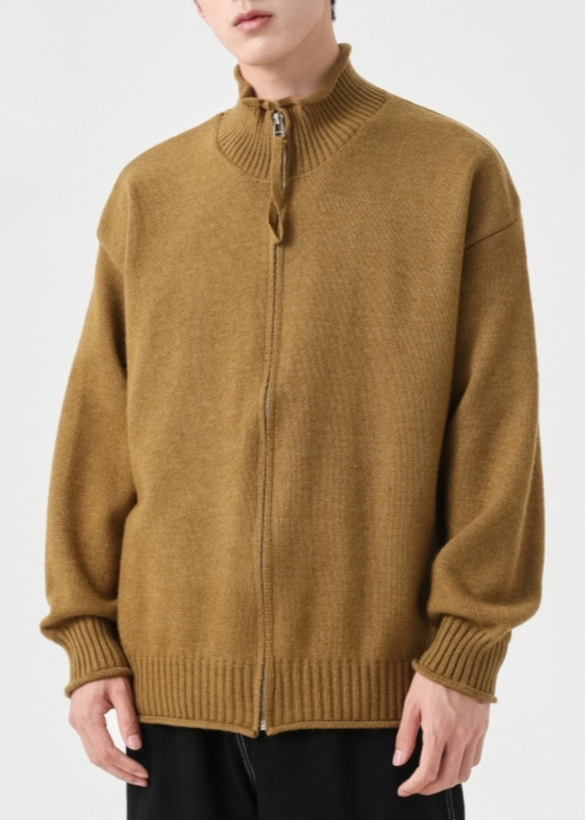 Up Gelb Strickjacken Solide Einfache Frühling Zip Stricken