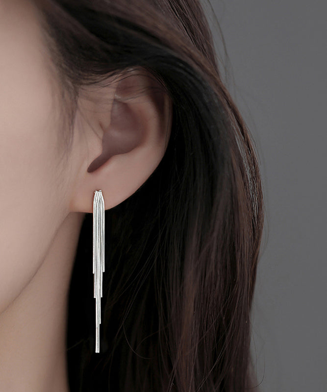 Skinny Silk Sterling Silver Overgild Tassel Drop Earrings EY006