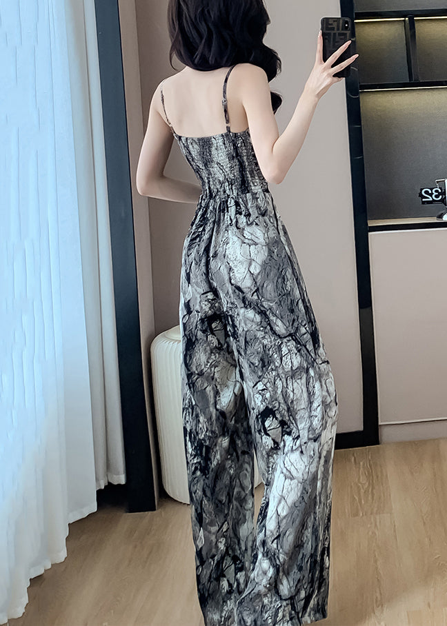 Jumpsuit Fit Pockets Silk Color Paghetti Slim Strap Photo