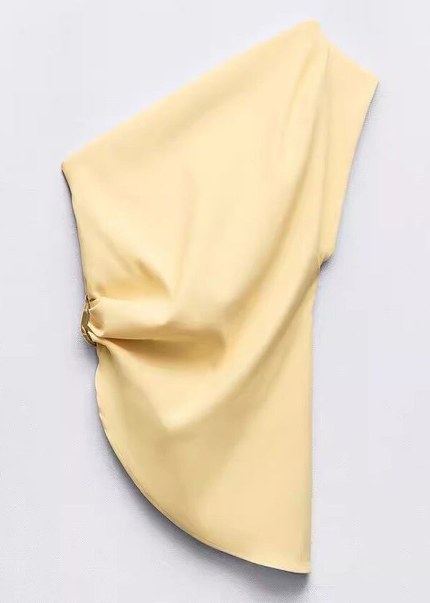 Schulter Slim Solid Fit Weste Baumwolle Gelb Kalt Asymmetrisch