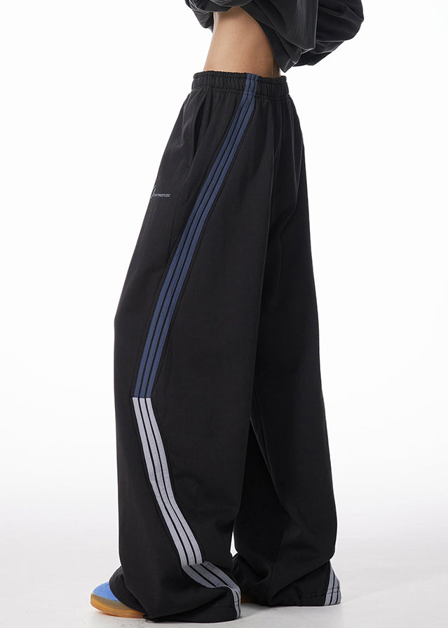 Pantalon homme en polaire chaude à rayures noires avec poches et taille élastique, printemps RM060