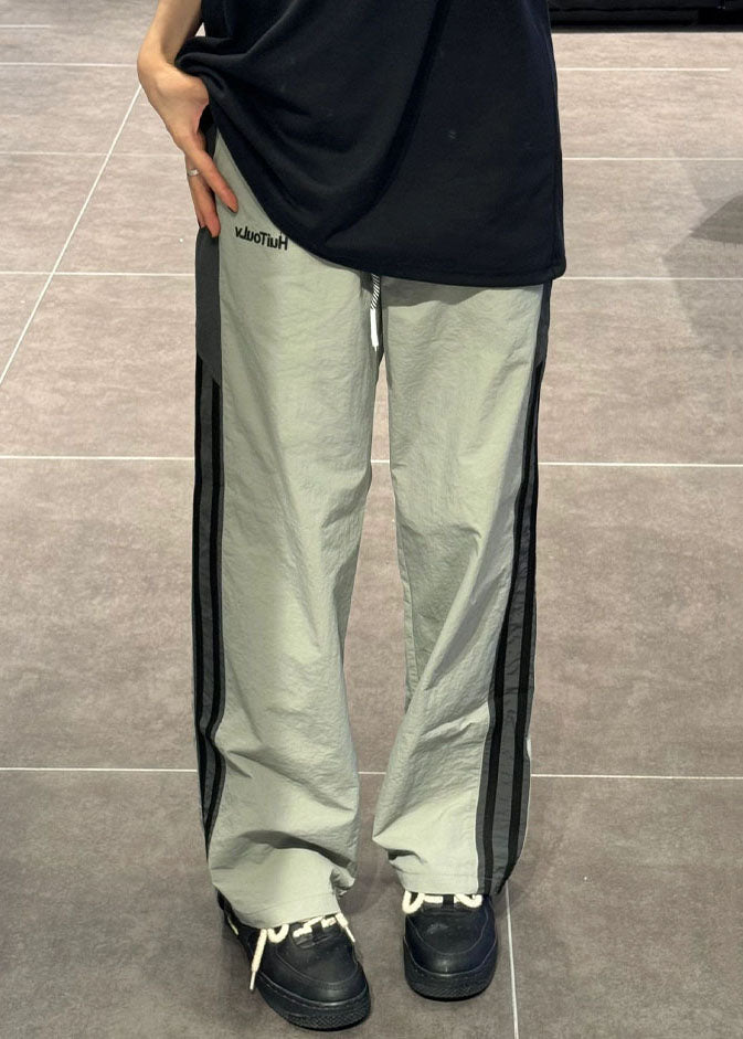 Baumwolle Taille Gestreiften Dünne Elastische Hosen Patchwork Grün Herren